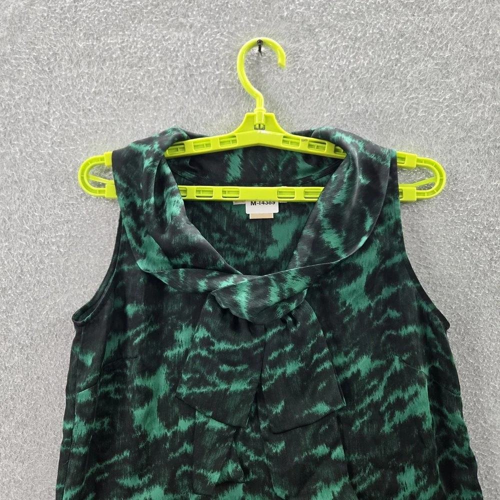 Michael Kors Women Blouse 4 Green Animal Print Bow Cowl Neck Pullover
